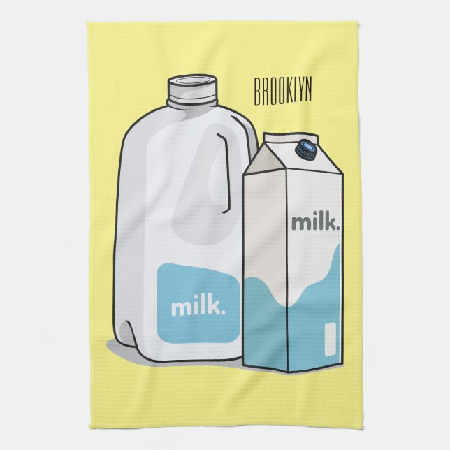 Paño De Cocina Ilustracion personalizado de leche (Vertical)
