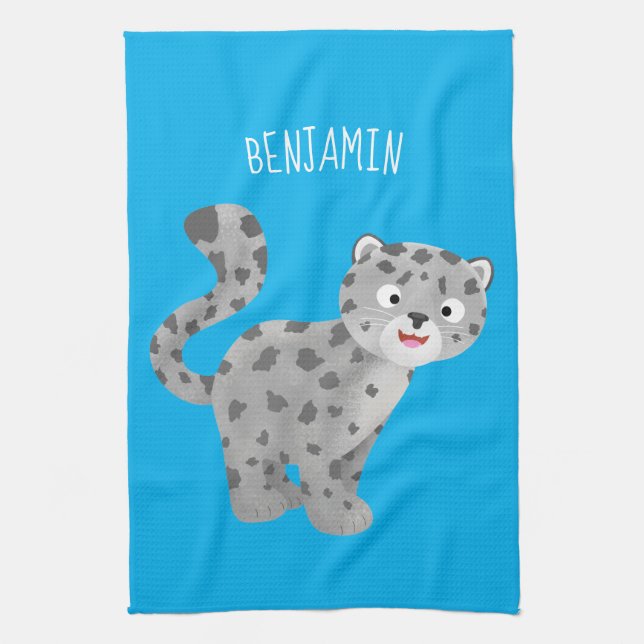 Paño De Cocina Ilustracion personalizado de leopardo de las nieve (Vertical)