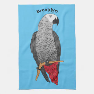 Paño De Cocina Ilustracion personalizado de loro gris africano