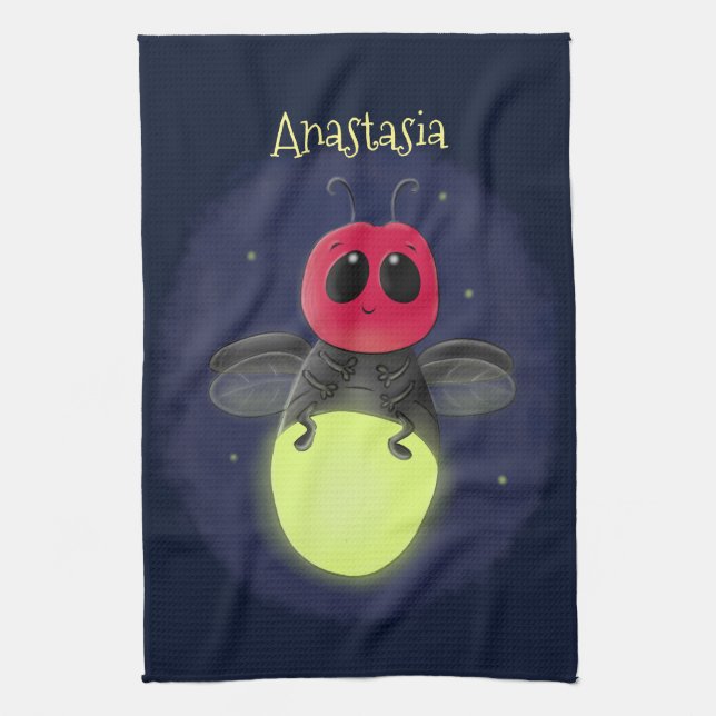 Paño De Cocina Ilustracion personalizado de luciérnaga de bichos  (Vertical)