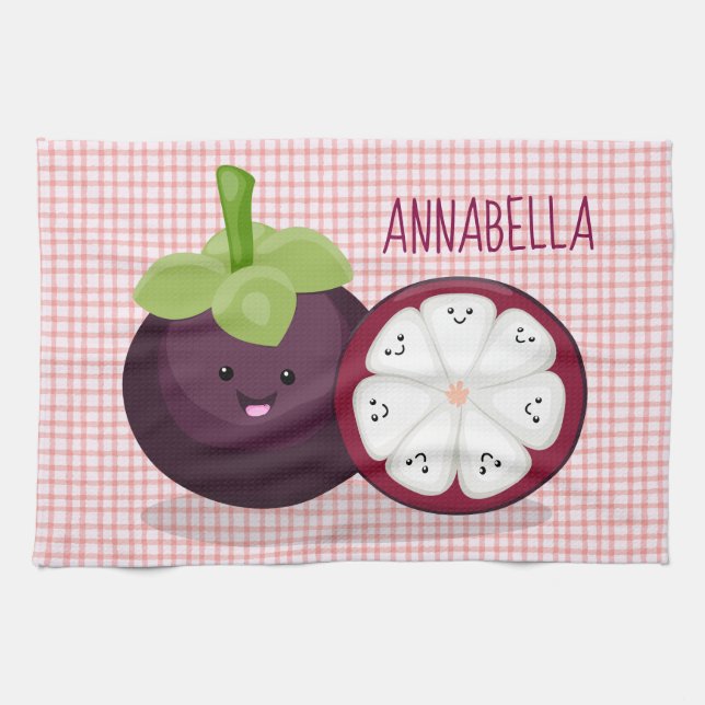 Paño De Cocina Ilustracion personalizado de mangostino morado (Horizontal)