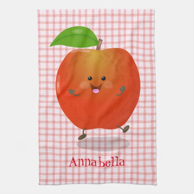 Paño De Cocina Ilustracion personalizado de manzana bailando a la (Vertical)