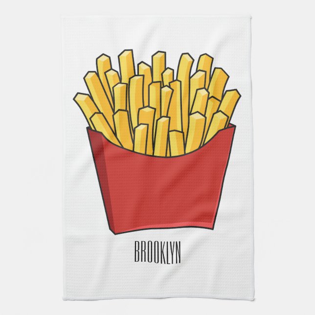 Paño De Cocina Ilustracion personalizado de patatas fritas (Vertical)