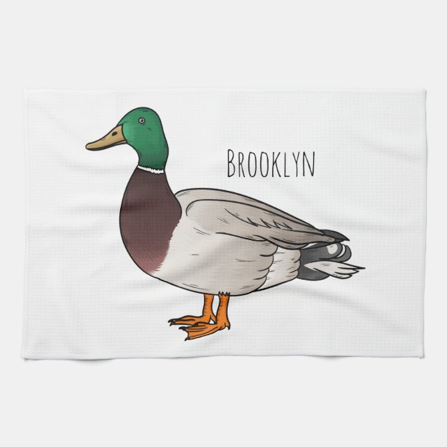 Paño De Cocina Ilustracion personalizado de pato mallard (Horizontal)
