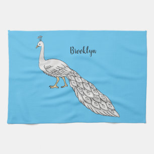 Paño De Cocina Ilustracion personalizado de pavo real blanco
