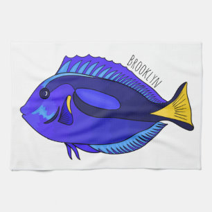 Paño De Cocina Ilustracion personalizado de pescado tang azul