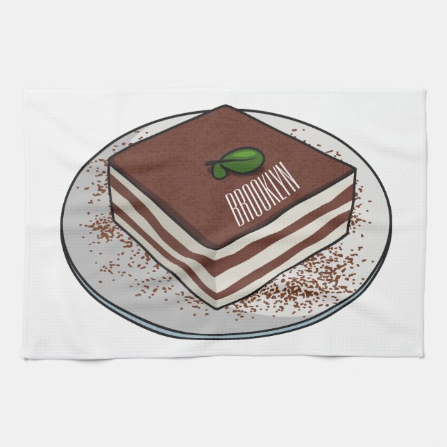 Paño De Cocina Ilustracion personalizado de tarta de Tiramisu (Horizontal)