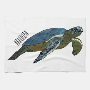 Paño De Cocina Ilustracion personalizado de tortugas marinas