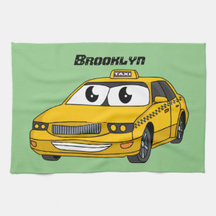 Paño De Cocina Ilustracion personalizado divertido de taxi amaril