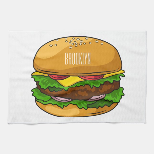 Paño De Cocina Ilustracion personalizado Hamburger (Horizontal)