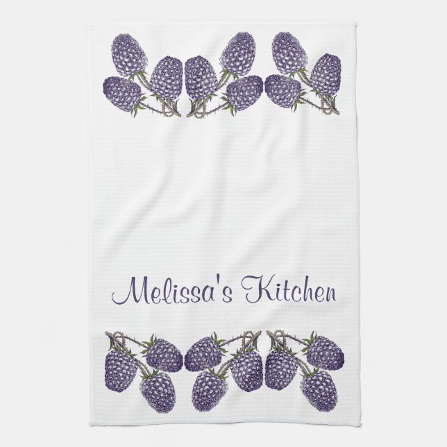 Paño De Cocina Ilustracion personalizado morado de Blackberries (Vertical)