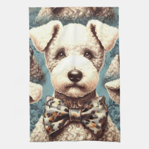 Paño De Cocina Ilustracion Retro Bedlington Terrier