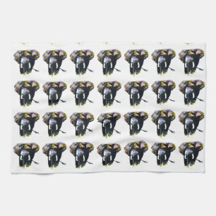 Paño De Cocina Ilustracion retro de elefante de arte pop