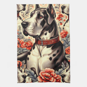 Paño De Cocina Ilustracion Retro Great Dane