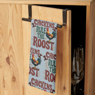 Paño De Cocina Ilustración rústica de granja donde mandan las gal