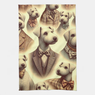 Paño De Cocina Ilustracion Vintage Bedlington Terrier