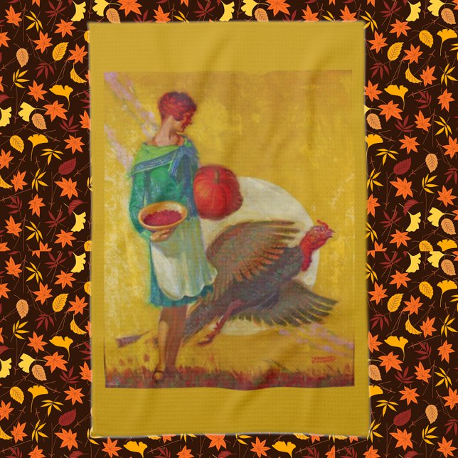 Paño De Cocina Ilustración Vintage de Cosecha de Acción de Gracia (Subido por el creador)