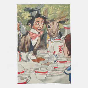 Paño De Cocina Ilustración Vintage de la Fiesta del Sombrerero Lo