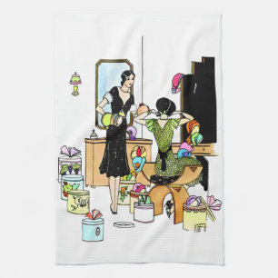 Paño De Cocina Ilustración vintage de sombrerería Art Déco de los