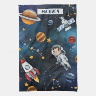 Paño De Cocina Ilustracion y hombre espacial en el espacio ultrat