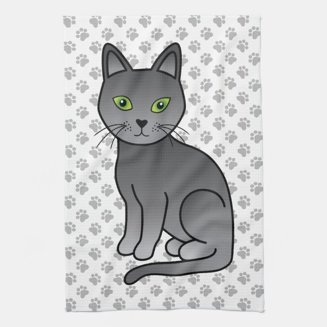 Paño De Cocina Ilustracion y patas de gato de Personalizado azul  (Vertical)