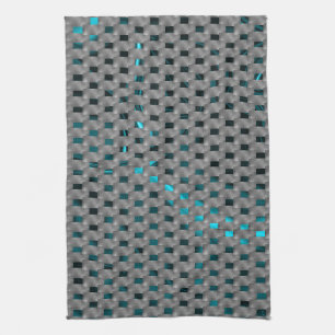 Paño De Cocina Imagen cian bajo placas grises, formas rectangular