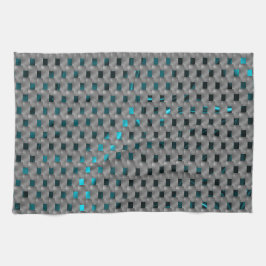 Paño De Cocina Imagen cian bajo placas grises, formas rectangular