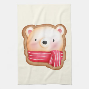 Paño De Cocina Imagen Cute Bear Cookie con tema WInter