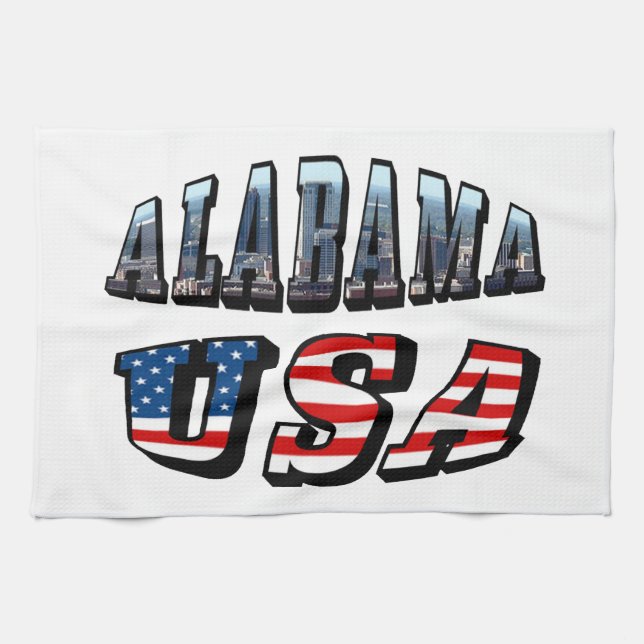 Paño De Cocina Imagen de Alabama y fuente de bandera de Estados U (Horizontal)