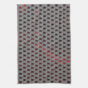 Paño De Cocina Imagen roja bajo placas grises, formas rectangular