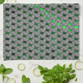 Paño De Cocina Imagen verde bajo placas grises, cuadrados oblongo