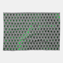 Paño De Cocina Imagen verde bajo placas grises, cuadrados oblongo