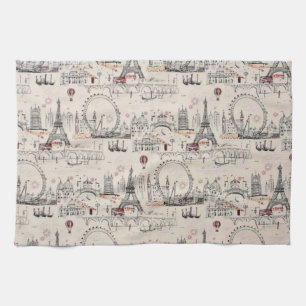 Paño De Cocina Imágenes negras y blancas del vintage de Europa