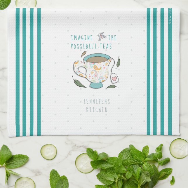 Paño De Cocina Imaginen las posibilidades de que los puns del té  (Doblado)