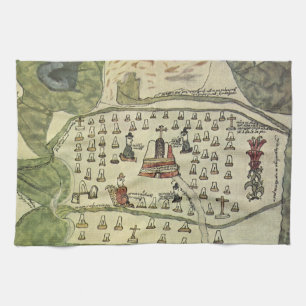 Paño De Cocina Imperio Azteca de Moctezuma, Mapa Antiguo del Mund
