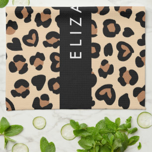Paño De Cocina Impresión animal, leopardo marrón, corazón, tu nom