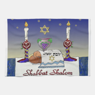 Paño De Cocina Impresión artística de Judaica Shabbat Shalom