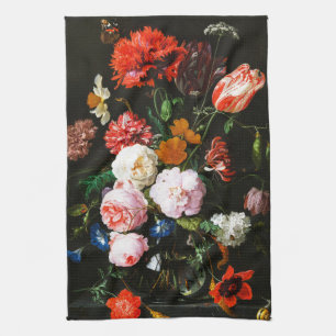Paño De Cocina Impresión artística floral botánica oscura y tempe