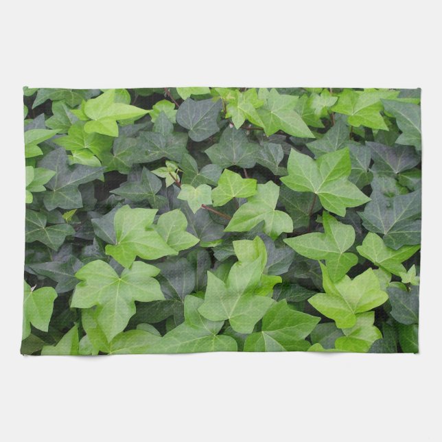 Paño De Cocina Impresión botánica de marfil verde (Horizontal)