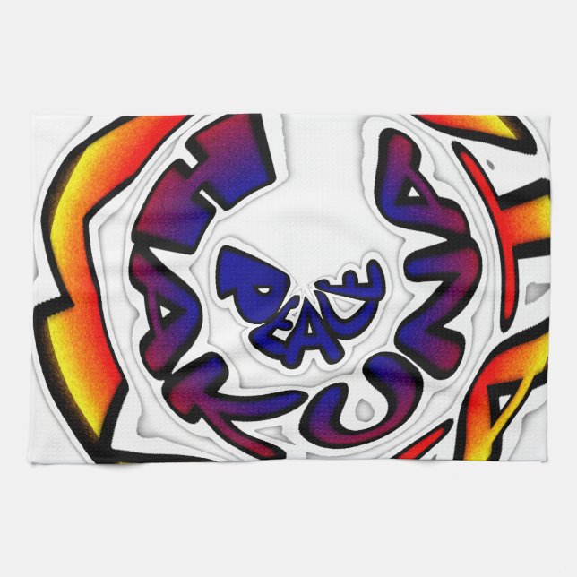 Paño De Cocina Impresión circular de arte "Peace Hakuna Matata" (Horizontal)