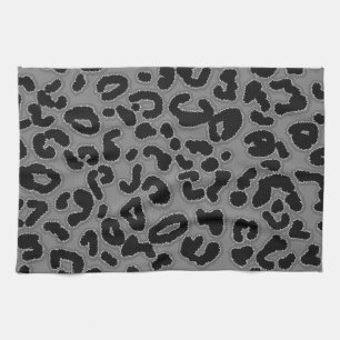 Paño De Cocina Impresión de animales de leopardo gris oscuro