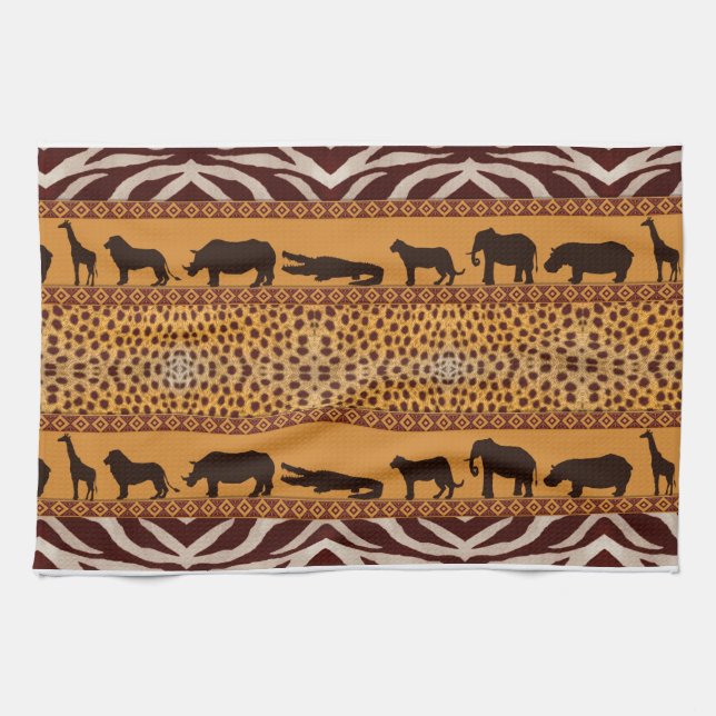 Paño De Cocina Impresión de animales en el moderno patrón tribal  (Horizontal)