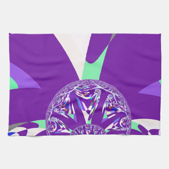 Paño De Cocina Impresión de arte azul cian kaleidoscope (Horizontal)