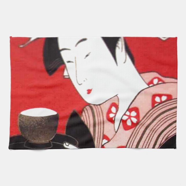 Paño De Cocina Impresión de arte de ceremonias de té Lady japones (Horizontal)