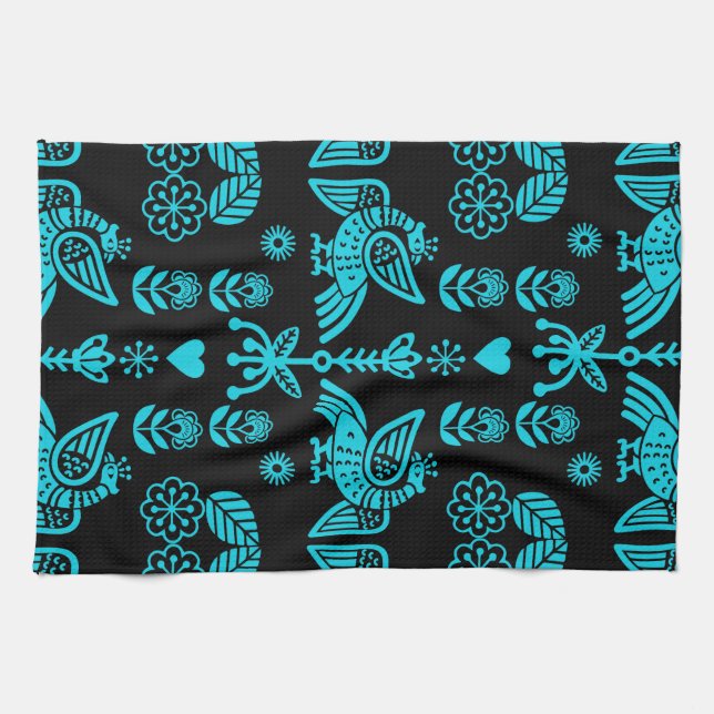 Paño De Cocina Impresión de arte folclórico Phoenix Bird (Horizontal)