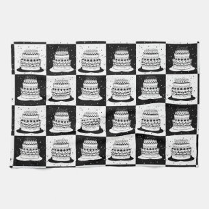 Paño De Cocina Impresión de bloques de control de pasteles blanco