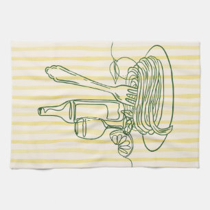 Paño De Cocina Impresión de cocina italiana de pasta y vino