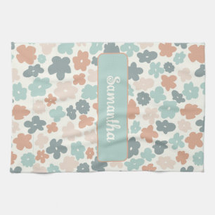 Paño De Cocina Impresión de flores de Boho retro pastel