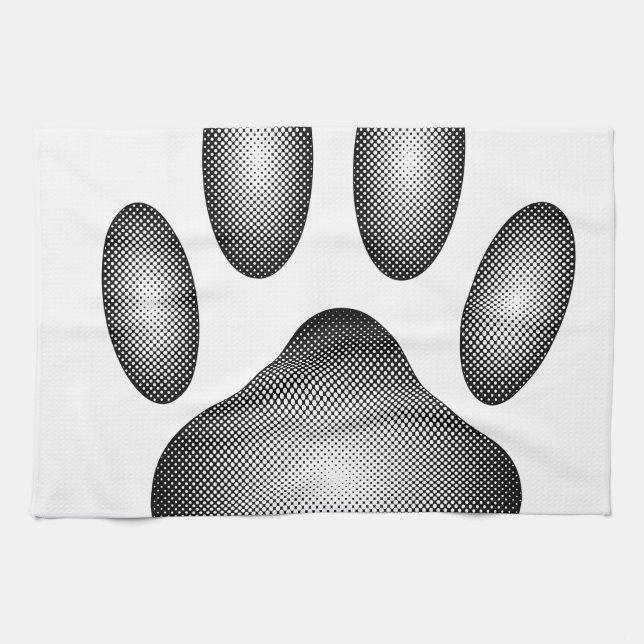 Paño De Cocina Impresión de garras de perro en gradientes blancos (Horizontal)
