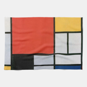 Paño De Cocina Impresión de la composición de Piet Mondrian en ro